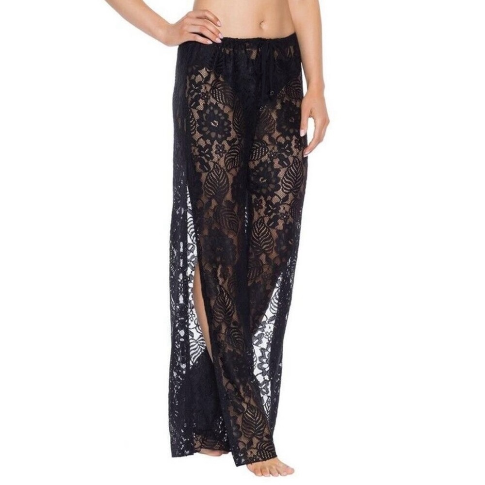BECCA Poetic Black Lace Swim Cover Up Pants